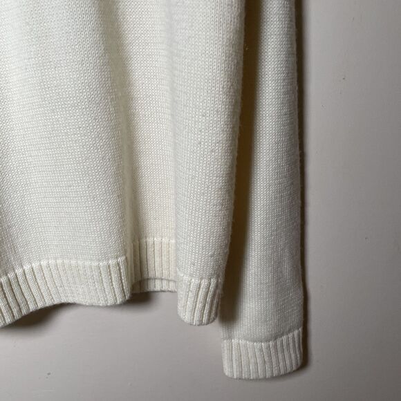 Obermeyer Men’s Quarter Zip Ski Sweater Wool Blend Beige Navy Red Fair Isle M - Picture 4 of 7